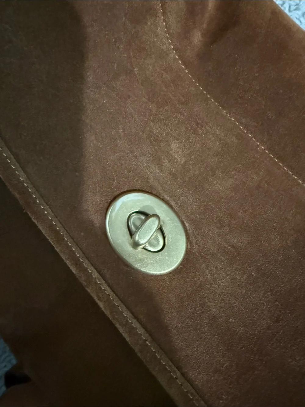 Coach Brown Suede Shoulder Bag with Front Pockets